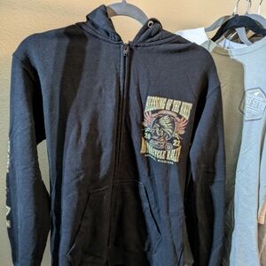 Black Graphic Zip-Up Hoodie